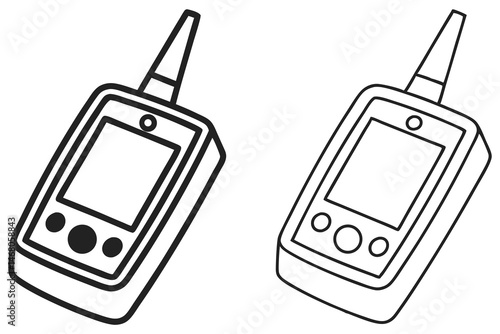 Black outline of two handheld GPS devices showing detailed buttons and antenna