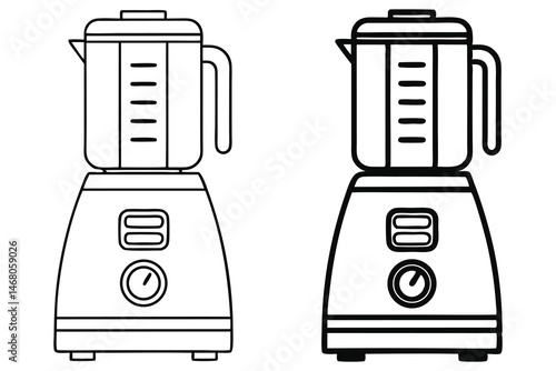 Two similar blenders are displayed with slightly different line widths on a white background