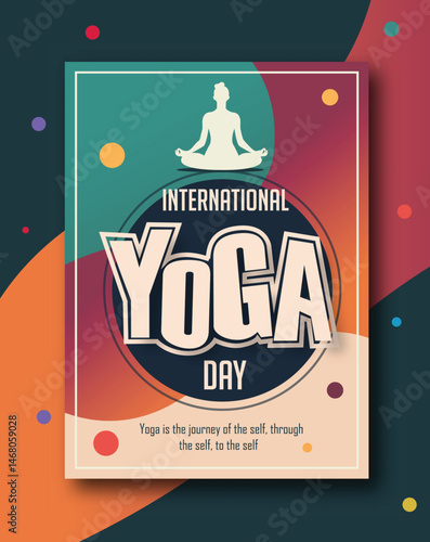 International Yoga day 21 June web banner EPS10 vector. Meditation Practice Yoga Colorful Fitness Concept. Vector illustration