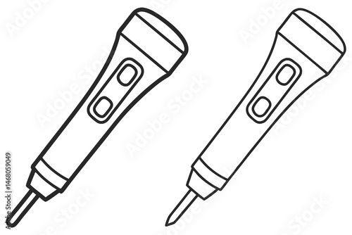 Two outlined soldering irons display their distinct shapes on a clean transparent background