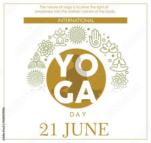 International Yoga day 21 June web banner EPS10 vector. Meditation Practice Yoga Colorful Fitness Concept. Vector illustration