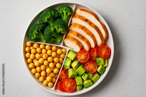 Healthy Plate with Protein, Vegetables, and Legumes for Balanced Nutrition