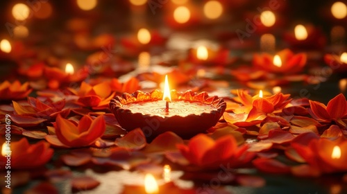 Wallpaper Mural Warm, glowing candles surrounded by flower petals Torontodigital.ca