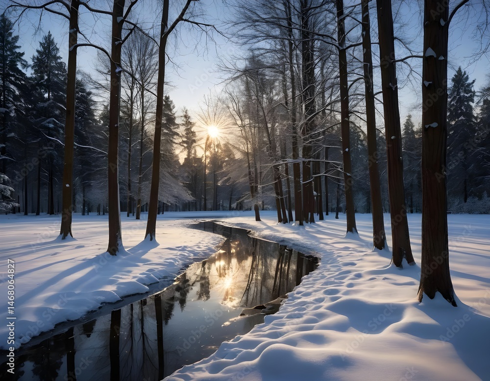 Winter Sunset over Snowy Creek Winter Sunset over Snowy Creek