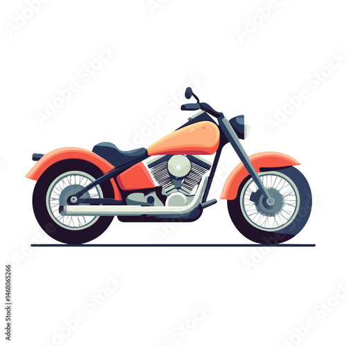 Flat vector Motorcycle, minimalist design, isolated on a white background.