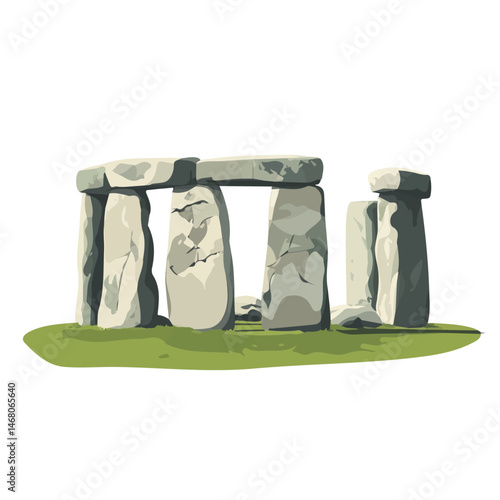 Stonehenge Flat vector, minimalist design, isolated on a white background.