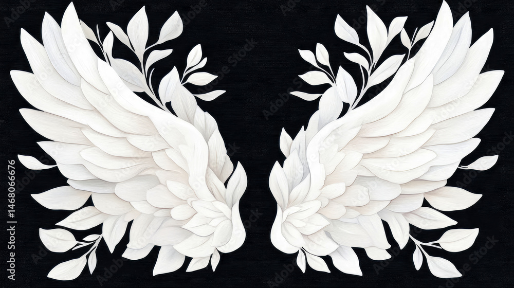 Fototapeta premium Serene Wings: Angelic Flight on a Somber Night, design for print