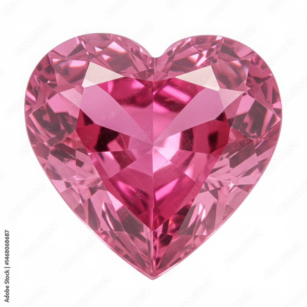 Fototapeta premium Pink heart shaped gem stone isolated on transparent background