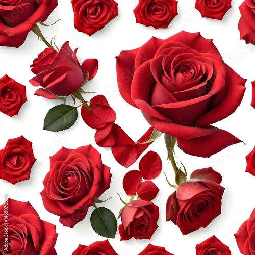 Red Roses Seamless Pattern