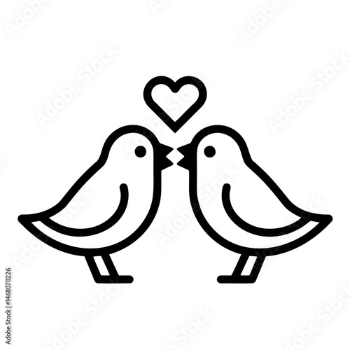Lovebirds Sharing a Kiss with Heart Icon  