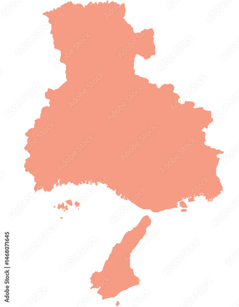 Obraz premium 兵庫県 地図 オレンジ イラスト