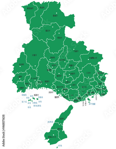 兵庫県　地図　グリーン　斑点　イラスト
