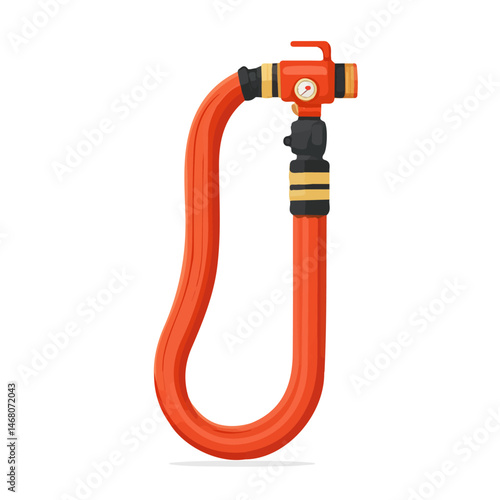 Fire Hose Flat vector, minimalist design, isolated on a white background.