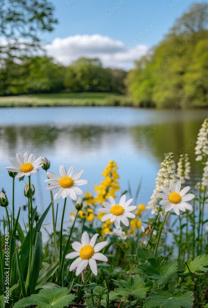 Fototapeta premium summer landscape with flowers