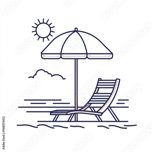 beach chair and umbrella