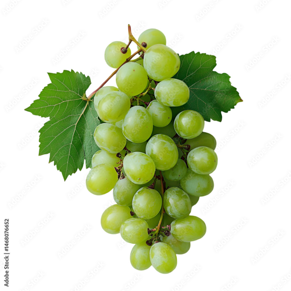 Obraz premium Fresh Green Grapes on the Vine Isolated on Black Background