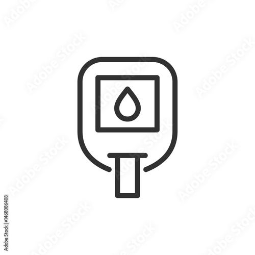 Glucose meter, linear icon. Blood sugar monitoring and diabetes management. Line with editable stroke.