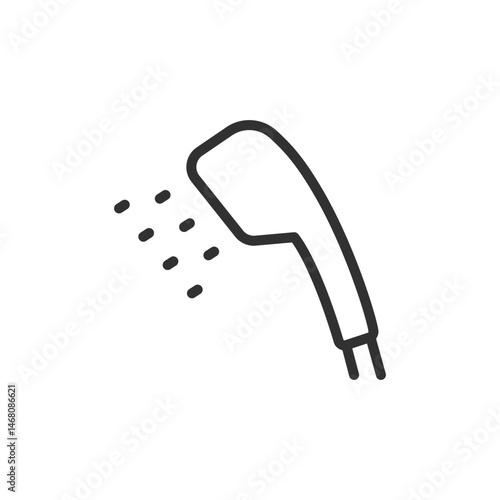 Handheld showerhead, linear icon. Adjustable bathroom spray tool. Line with editable stroke.