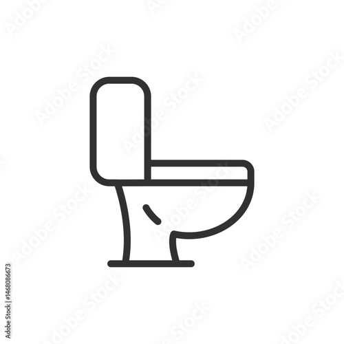 Toilet bowl, linear icon. Sanitary fixture for bathroom use. Line with editable stroke.