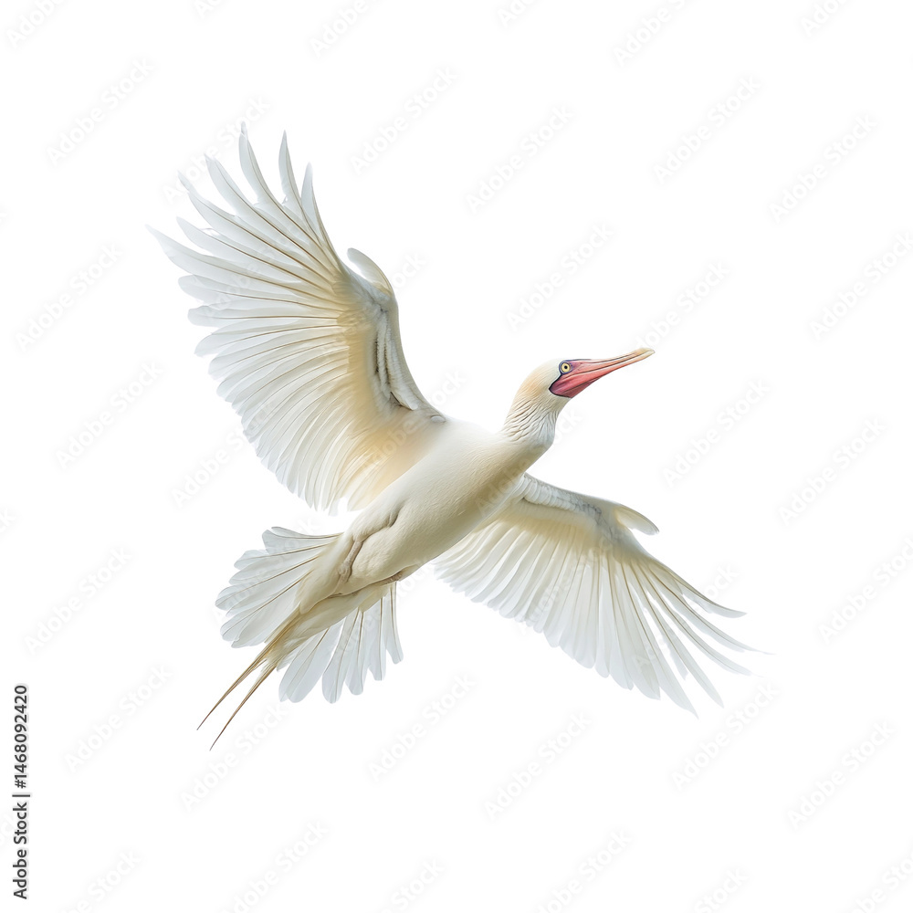 Obraz premium Majestic Flight of a White Ibis in Isolated Transparent Background