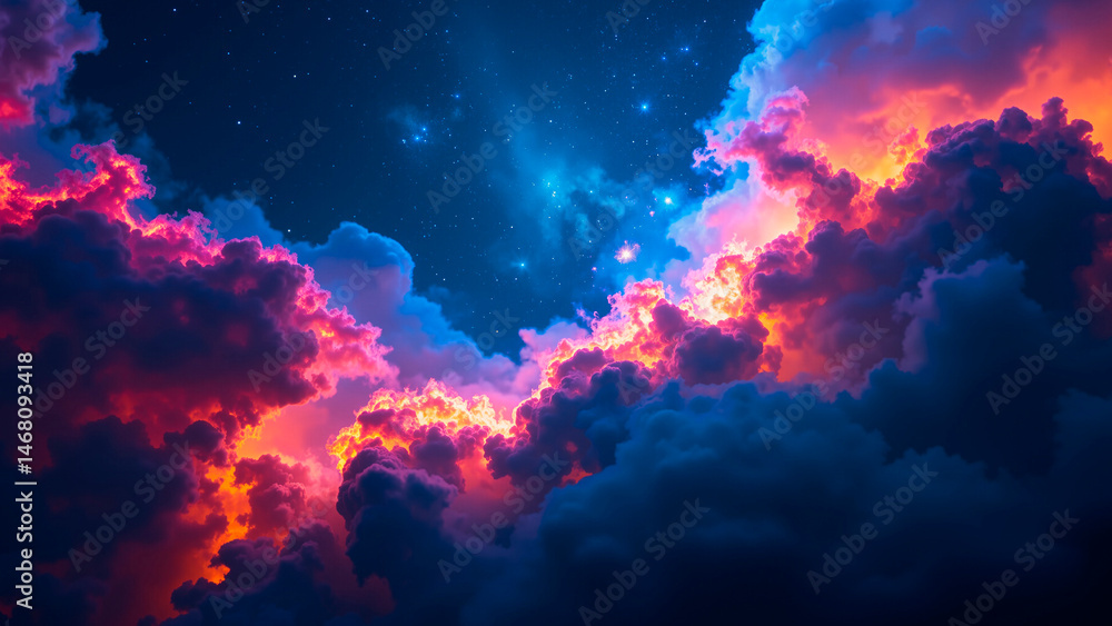 Vibrant Nebula Swirls – Cosmic Lightning and Deep Violet Hues Vibrant Nebula Swirls – Cosmic Lightning and Deep Violet Hues