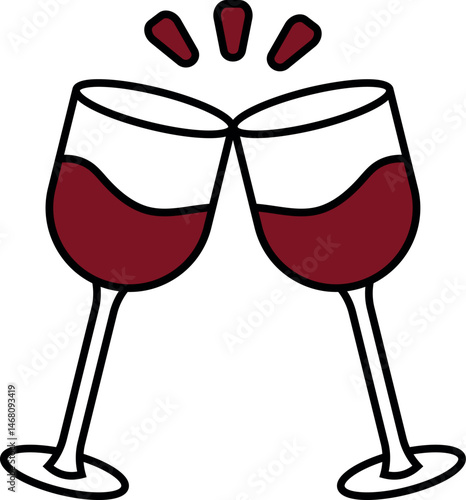 Flat vector illustration of wine glasses