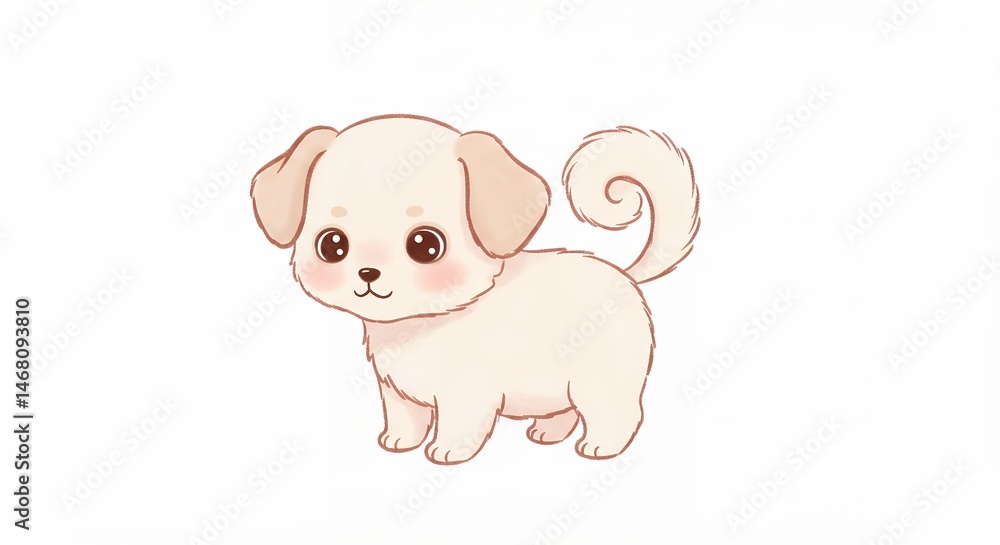 Naklejka premium Cute beige cartoon dog illustration