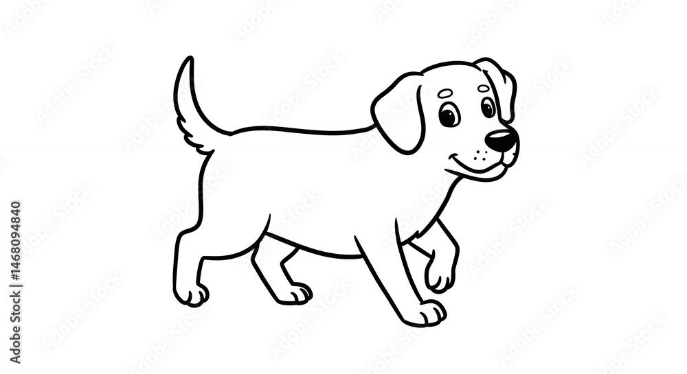 Obraz premium Cute cartoon puppy line drawing