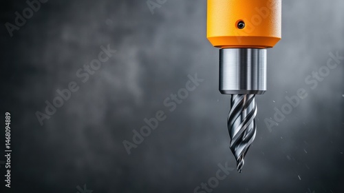 Close-Up of Metal Drill Bit with Twist Design on Dark Background