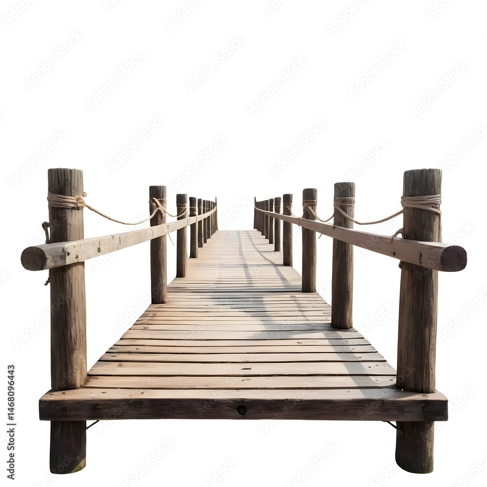 Naklejka premium Wooden Pier, Path to Nowhere, Isolated on White