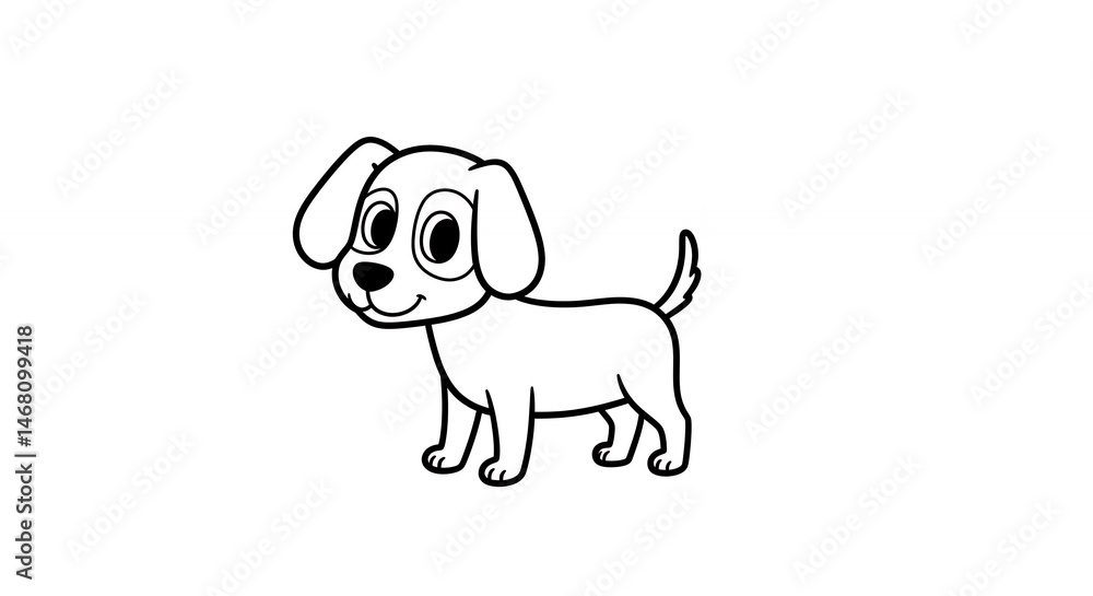 Fototapeta premium Outlined cartoon dog illustration
