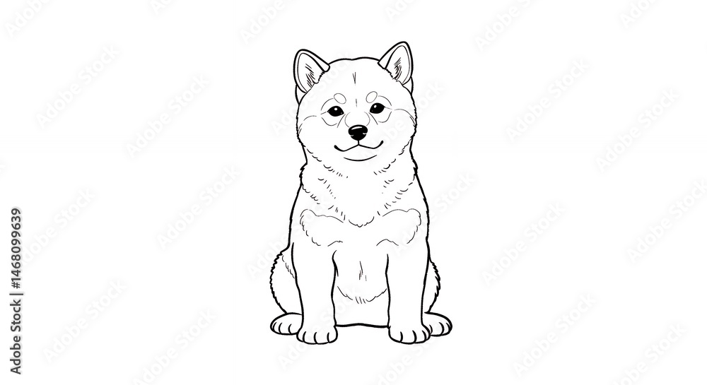 Outlined sitting dog illustration Outlined sitting dog illustration