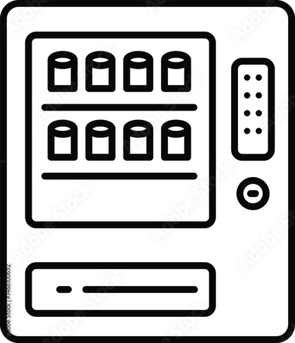Vending Machine Line Icon Representing Convenience, Snacks, and Automated Sales