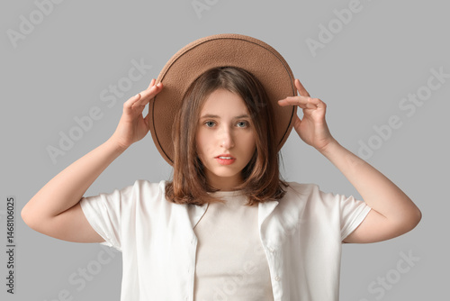 Young beautiful woman in st...