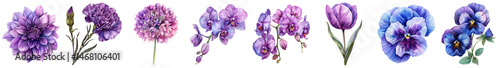 Elegant Floral Arrangement Featuring Vibrant Purple and Blue Blooms with Varying Textures and Shapes for Nature Lovers and Designers