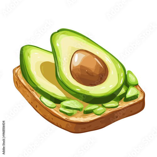 2D flat Avocado Toast vector illustration, isolated on a white background.