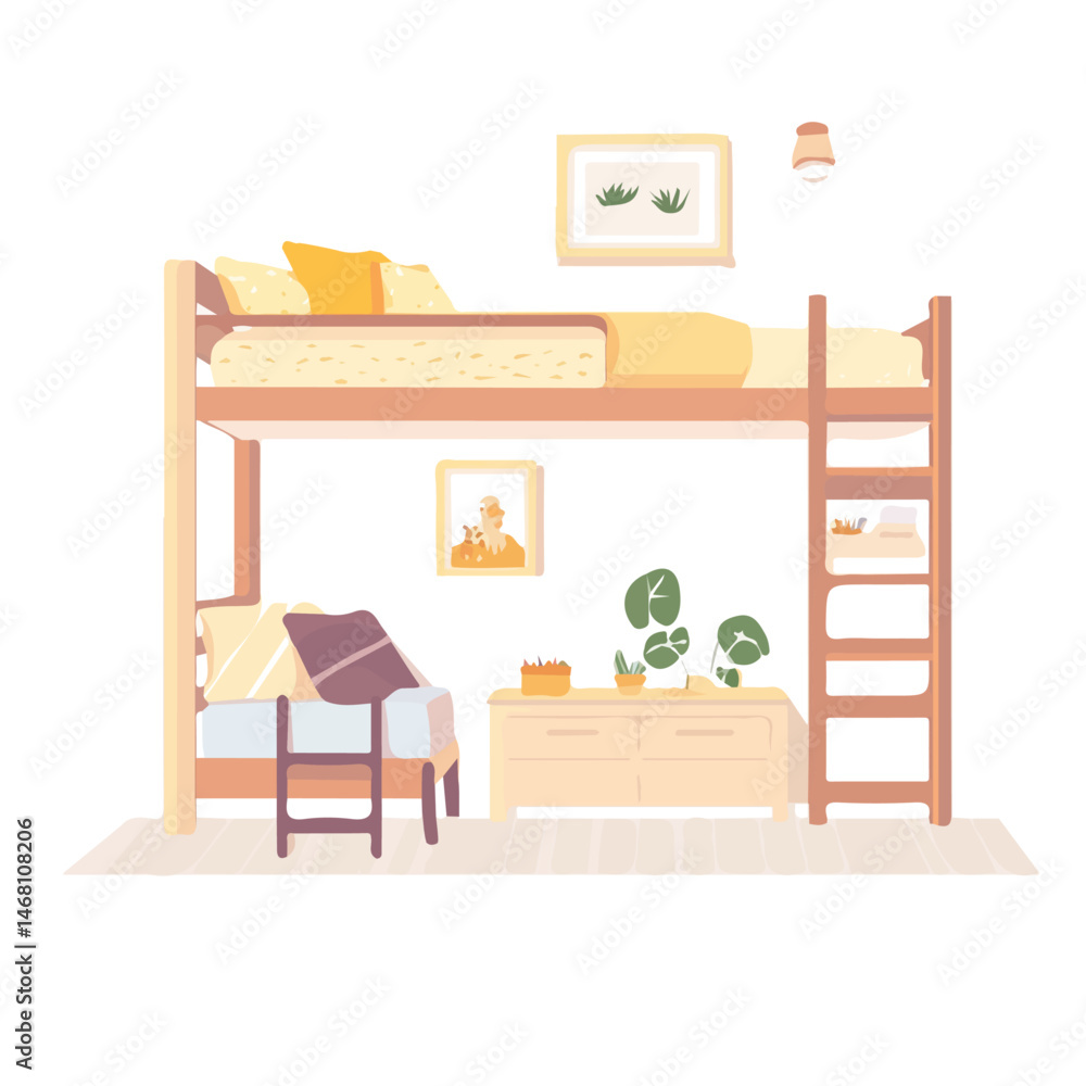 Kids Bedroom 2D flat vector illustration, isolated on a white background. Kids Bedroom 2D flat vector illustration, isolated on a white background.