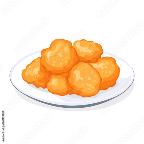 2D flat Chicken Nuggets vector illustration, isolated on a white background.