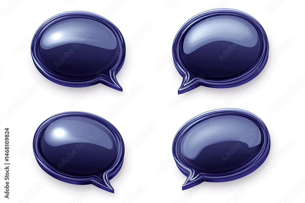 Four dark-blue speech bubbles Four dark-blue speech bubbles