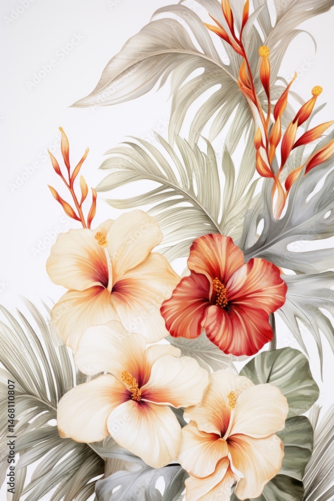 Obraz premium tropic leaves and flowers background