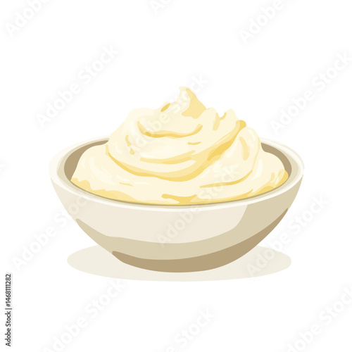 2D flat Cream Cheese Spread vector illustration, isolated on a white background.