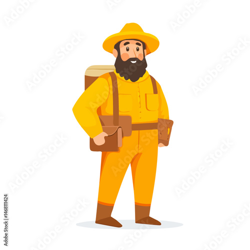 2D flat Beekeeper vector illustration, isolated on a white background.