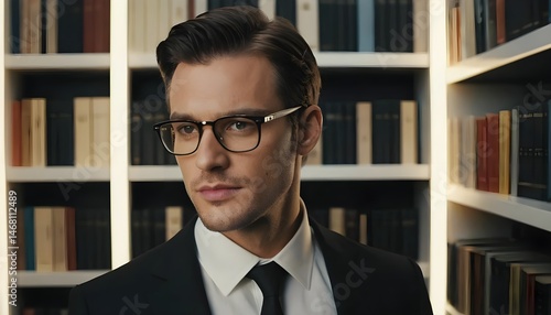Confident Young Businessman in Glasses