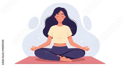 Wallpaper Mural Woman Meditating in Lotus Position for Relaxation and Mental Wellness Torontodigital.ca