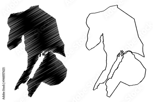 Port Vila City (Republic of Vanuatu) map vector illustration, scribble sketch City of Port Vila map