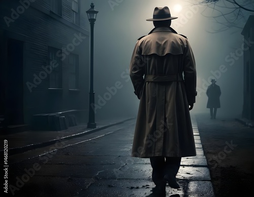 Mysterious Night Walk in Foggy City Street