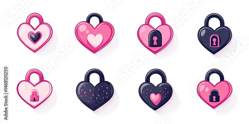 Cute Heart-Shaped Locks in Pink and Dark Blue