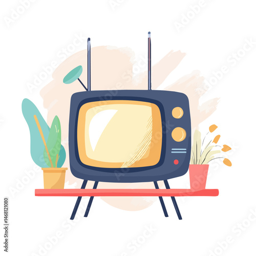 2D flat vector illustration of Advertisements On TV, isolated on a white background.