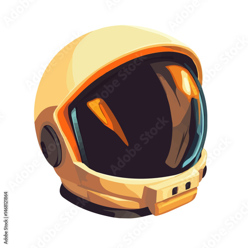 2D flat vector illustration of Space Helmet, isolated on a white background.