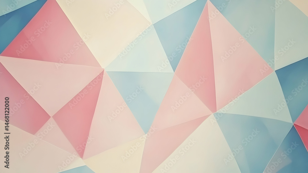 Pastel Geometric Harmony: A Symphony of Pink, Blue and Cream Triangles Pastel Geometric Harmony: A Symphony of Pink, Blue and Cream Triangles